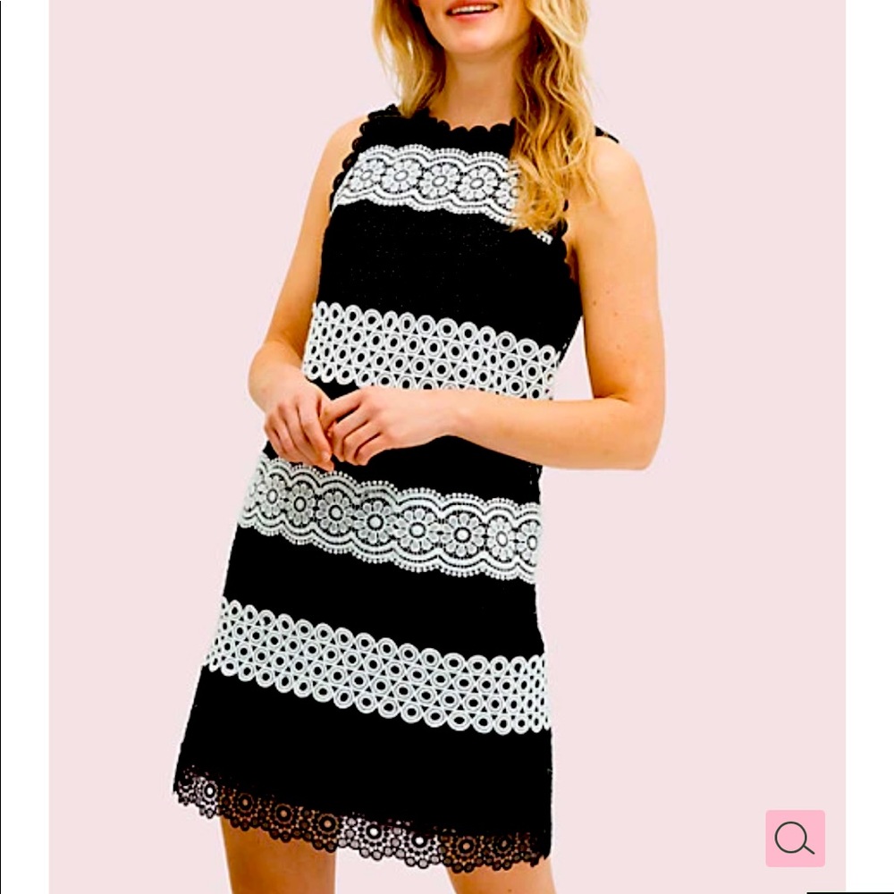 Kate Spade B & W lace dot shift dress SIZE 8